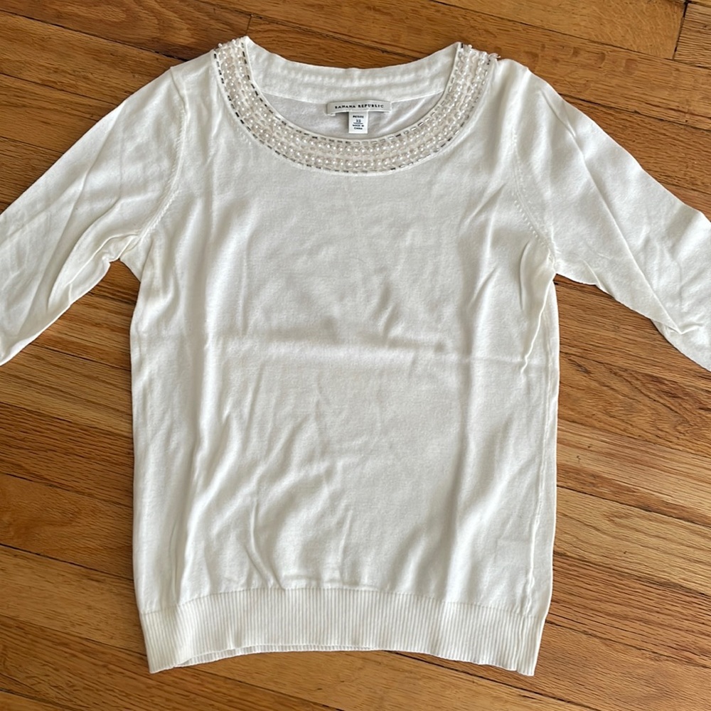 Banana Republic sweater/blouse with pearl neck top